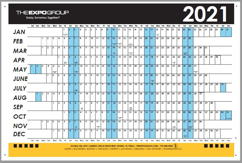 The Expo Group Calendar for 2021